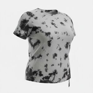 On Fire Women’s T-shirt White Black Runched Side Splatter Plus Size 1X